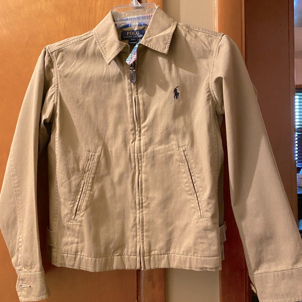 Polo Khaki Jacket Spring, zips, worn once